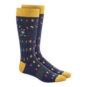 BAR III Mens Navy Cotton Christmas Arch Support Seamless Toe Crew Socks 10-13